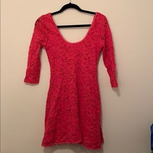 Free People hot pink lace dress, EUC, size small.